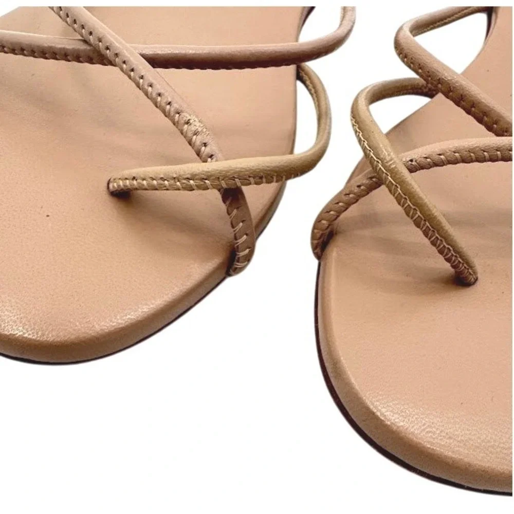 Jenni Kayne Eve Sandals Taupe Leather Thong Strappy Women Size 38